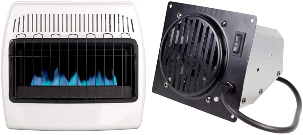 Dyna-Glo 30,000 BTU Liquid Propane Blue Flame Vent Free Wall Heater, White & Vent-Free Wall Heat Fan